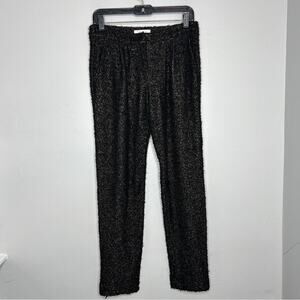 LAGI NADEAU Fuzzy Pants Trousers Womens Size 2 Black Pleated Corpcore Holiday